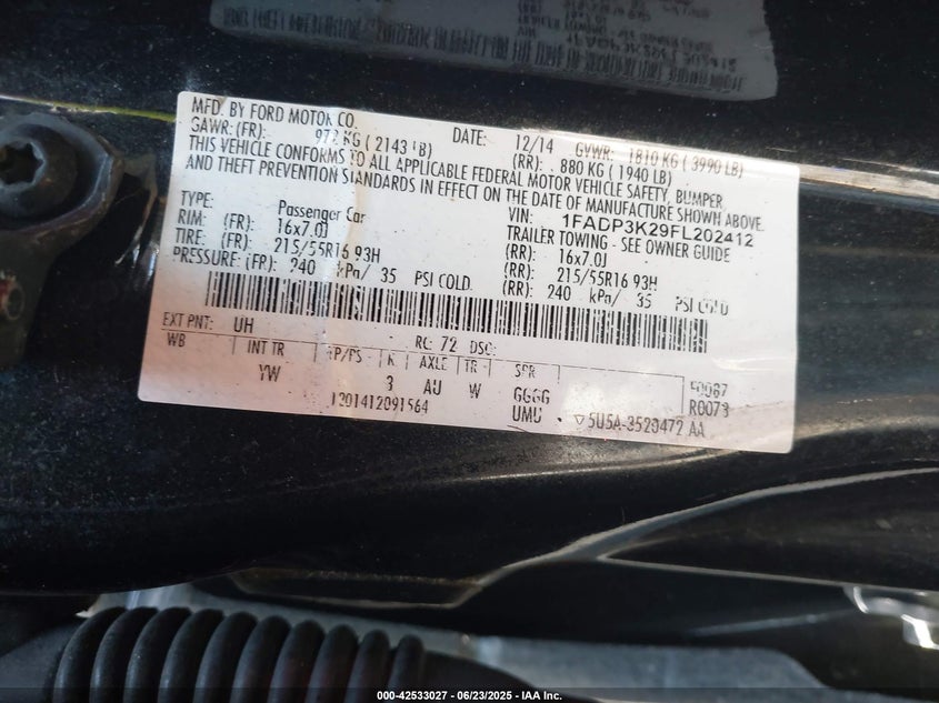 2015 FORD FOCUS SE - 1FADP3K29FL202412