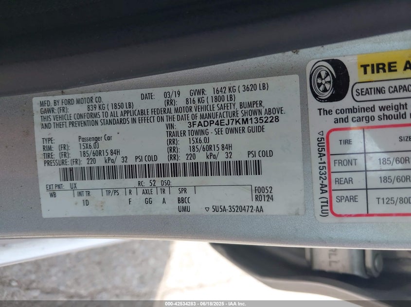 2019 FORD FIESTA SE - 3FADP4EJ7KM135228