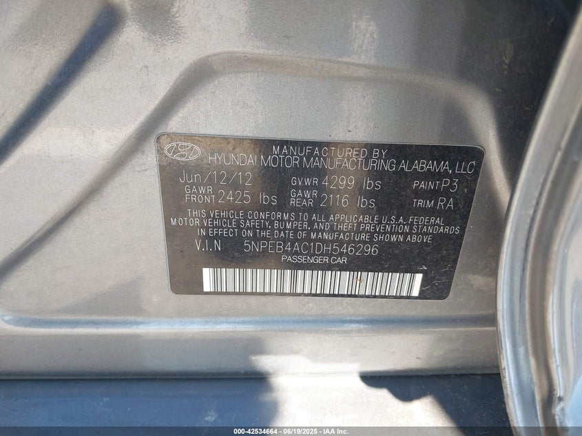 2013 HYUNDAI SONATA GLS - 5NPEB4AC1DH546296