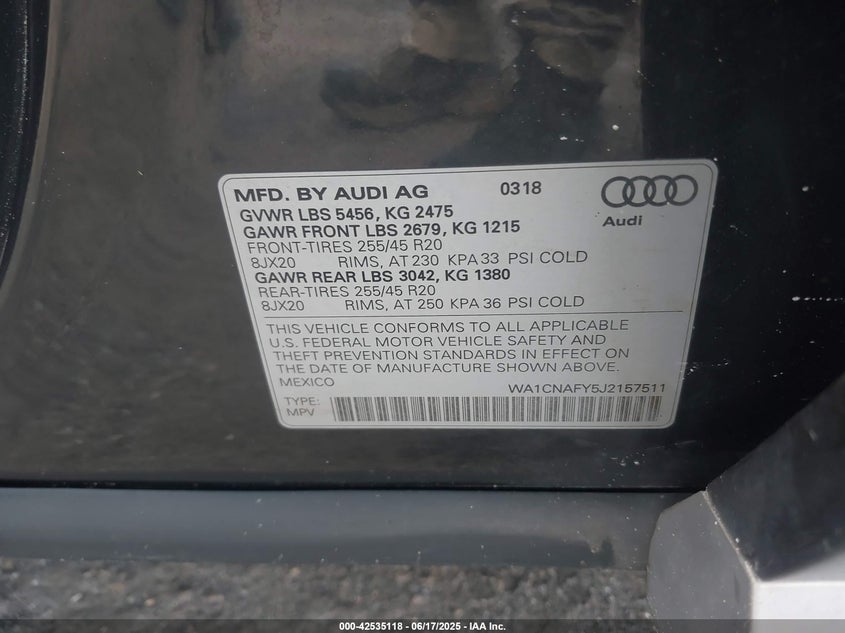 2018 AUDI Q5 PRESTIGE - WA1CNAFY6J2157511