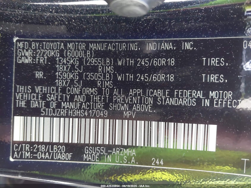 2017 TOYOTA HIGHLANDER XLE - 5TDJZRFH3HS417049