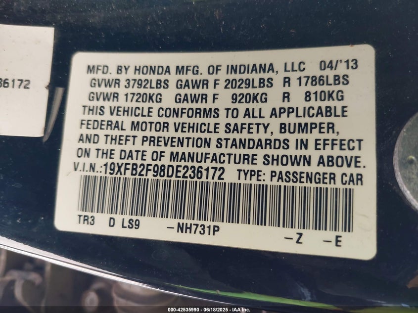 2013 HONDA CIVIC EX-L - 19XFB2F98DE236172