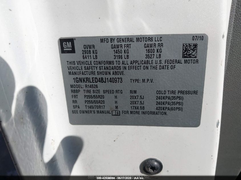 2012 Chevrolet Traverse Ls VIN: 1GNKRFEDXCJ147266 Lot: 42536354