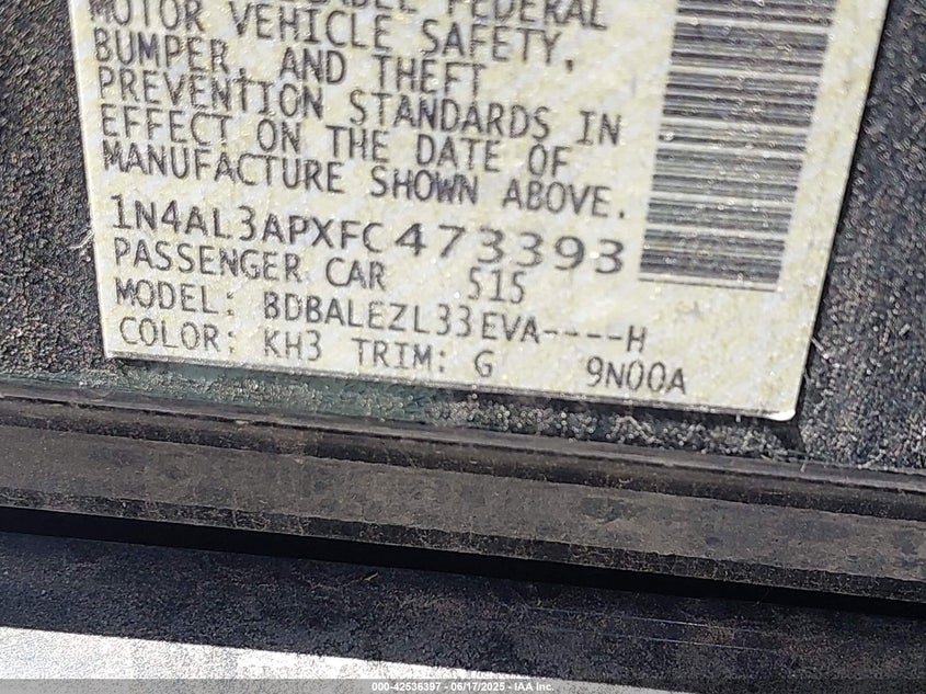 2015 NISSAN ALTIMA 2.5 S - 1N4AL3APXFC473393