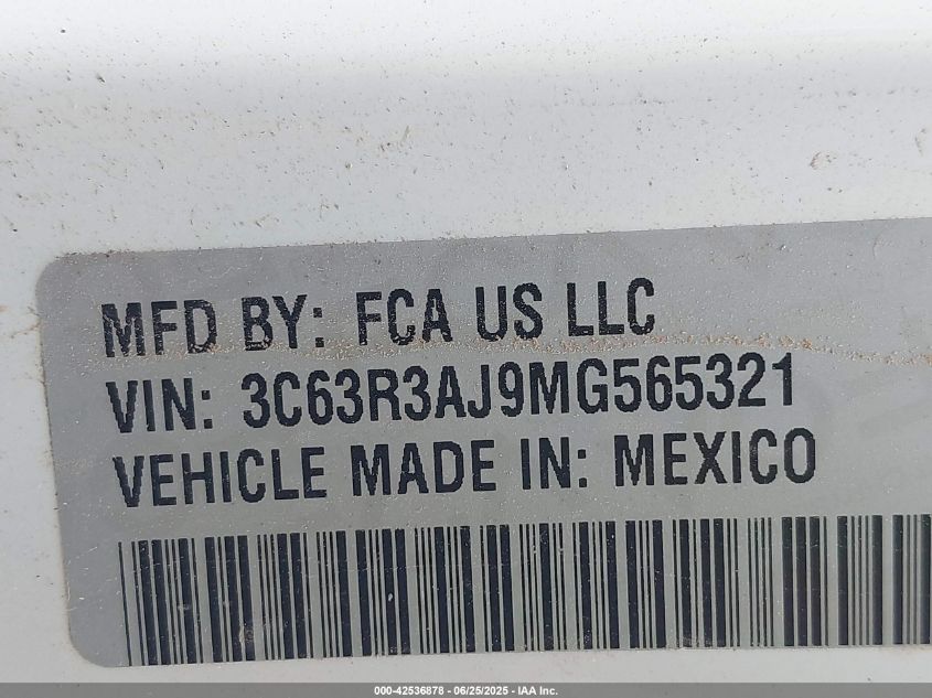 2021 Ram 3500 Tradesman 4X4 8' Box VIN: 3C63R3AJ9MG565321 Lot: 42536878