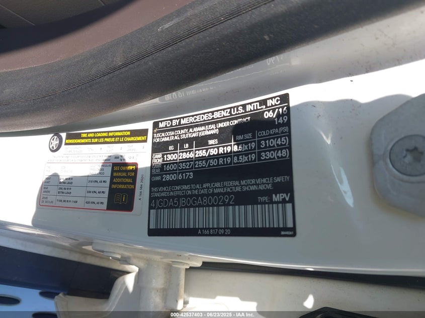 2016 MERCEDES-BENZ GLE 350 - 4JGDA5JB0GA800292