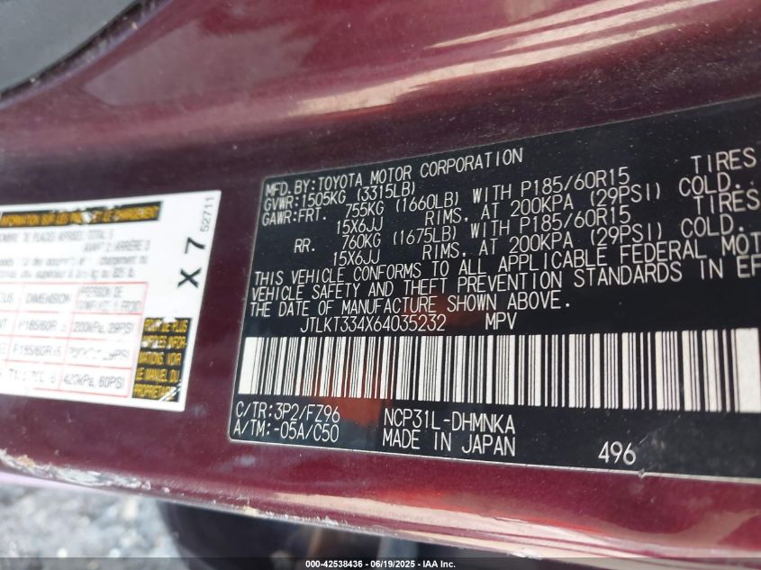 2006 Scion Xb VIN: JTLKT334X64035232 Lot: 42538436