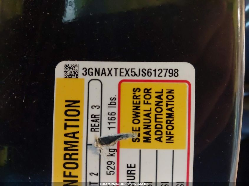 2018 Chevrolet Equinox Lt VIN: 3GNAXTEX5JS612798 Lot: 42539284