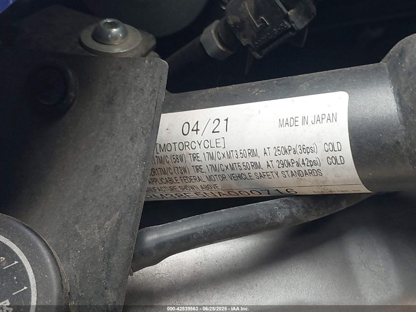 2022 Yamaha Yzfr7 VIN: JYARM38E5NA000716 Lot: 42539563