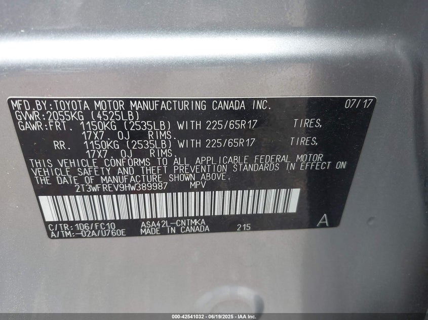 2017 TOYOTA RAV4 XLE - 2T3WFREV9HW389987