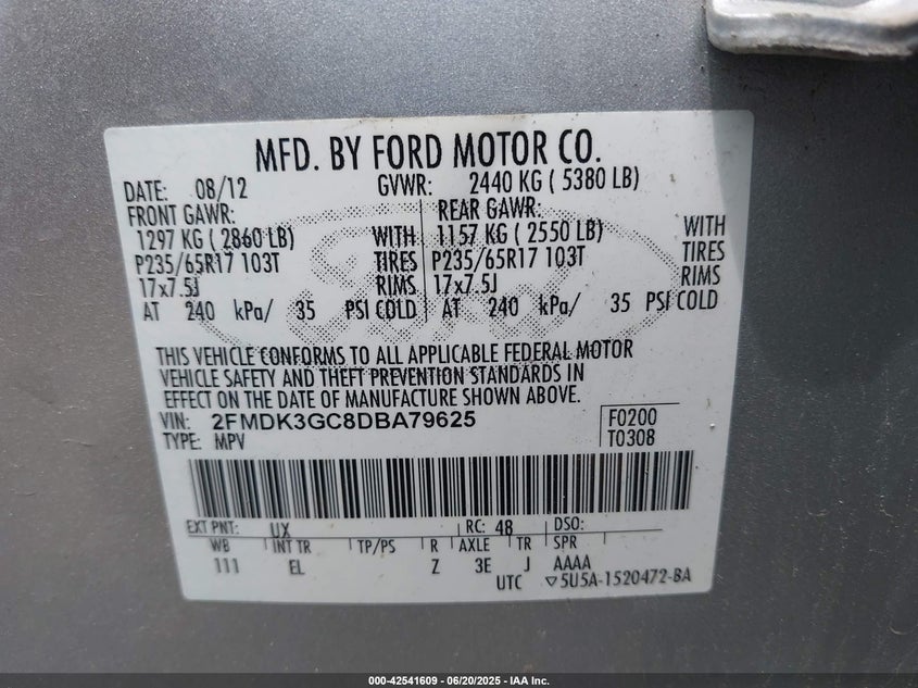 2013 FORD EDGE SE - 2FMDK3GC8DBA79625