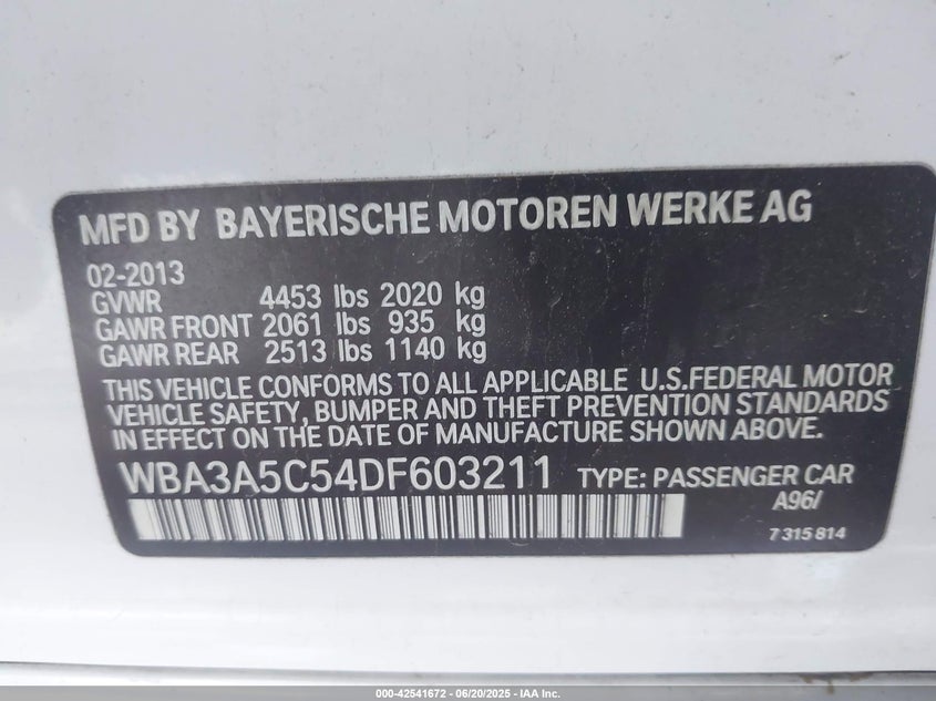 2013 BMW 328I WBA3A5C54DF603211