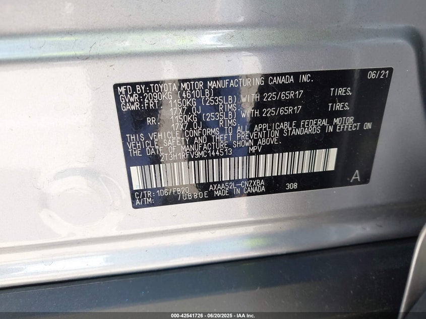 2021 TOYOTA RAV4 LE - 2T3H1RFV9MC144513