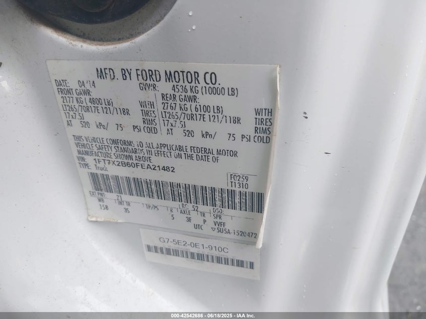 2015 FORD F-250 XLT - 1FT7X2B60FEA21482