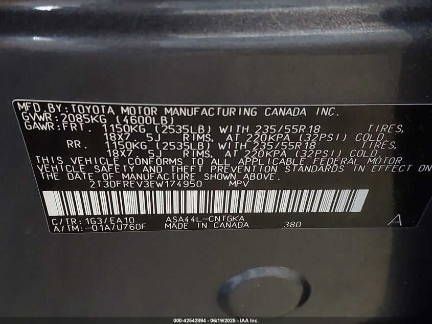 2014 TOYOTA RAV4 LIMITED - 2T3DFREV3EW174950