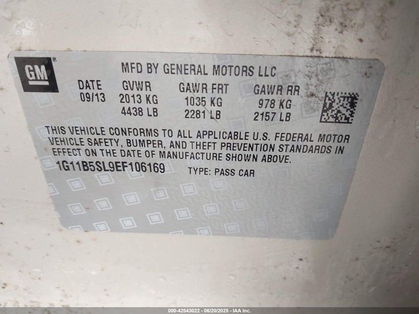 2014 CHEVROLET MALIBU 1LS - 1G11B5SL9EF106169