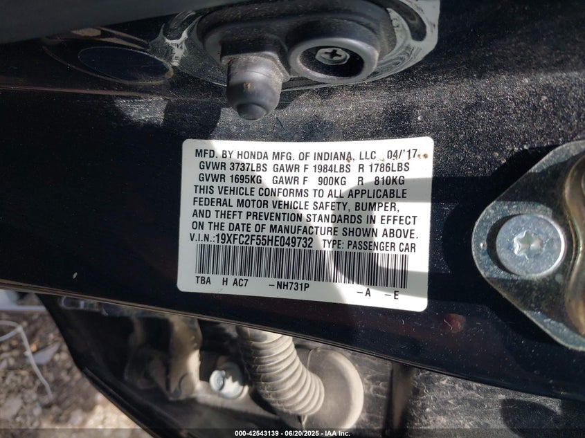 2017 HONDA CIVIC LX - 19XFC2F55HE049732