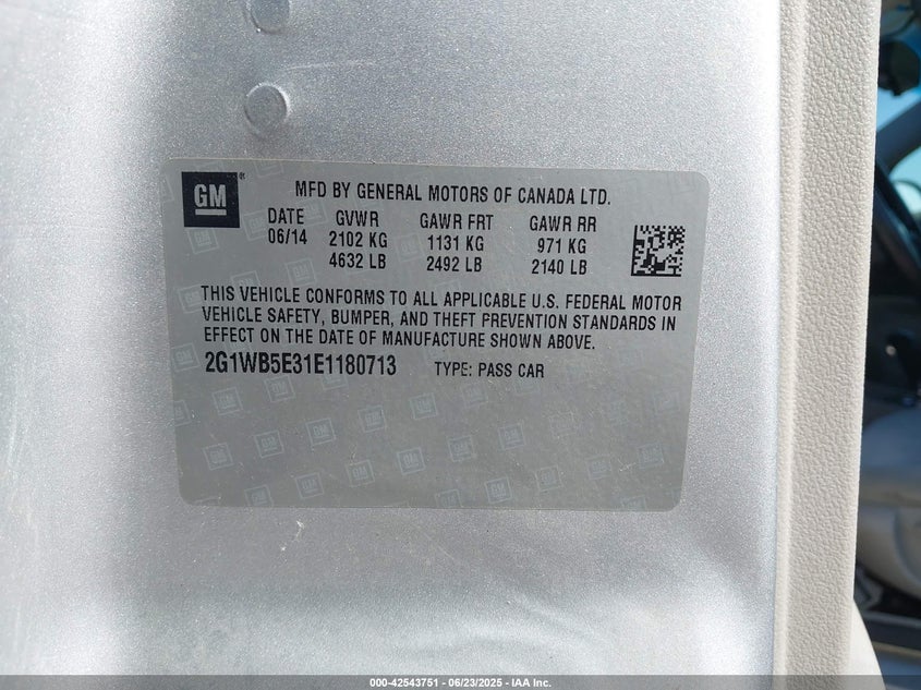 2014 CHEVROLET IMPALA LIMITED LT - 2G1WB5E31E1180713