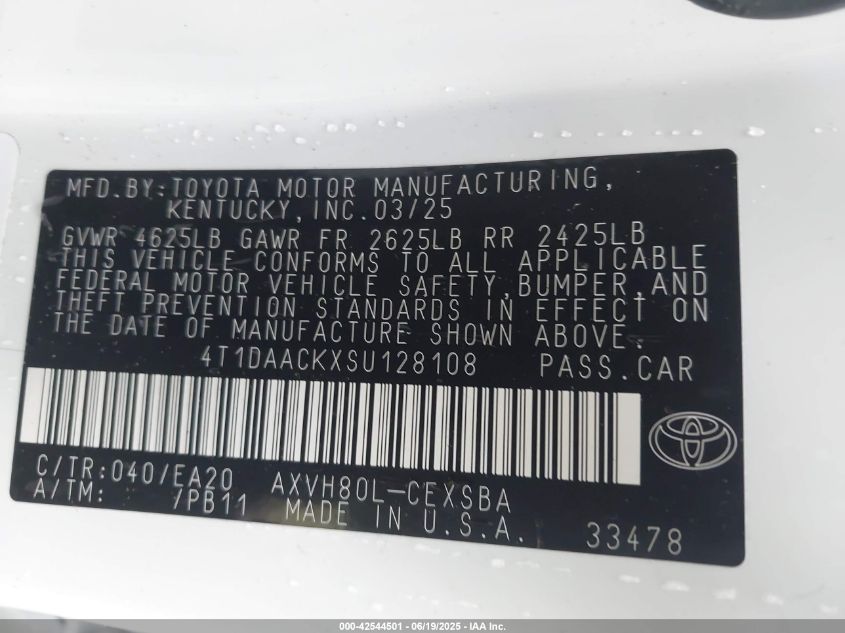 2025 Toyota Camry - 4T1DAACKXSU128108