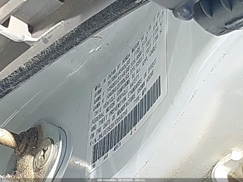 2007 Honda Cr-V Lx VIN: JHLRE38397C058368 Lot: 42544694