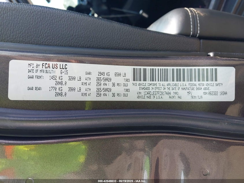 2015 DODGE DURANGO CITADEL - 1C4RDJEG7FC917404