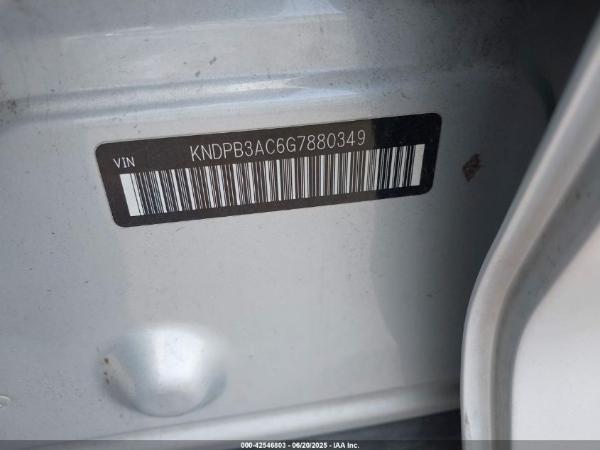 2016 Kia Sportage Lx VIN: KNDPB3AC6G7880349 Lot: 42546803