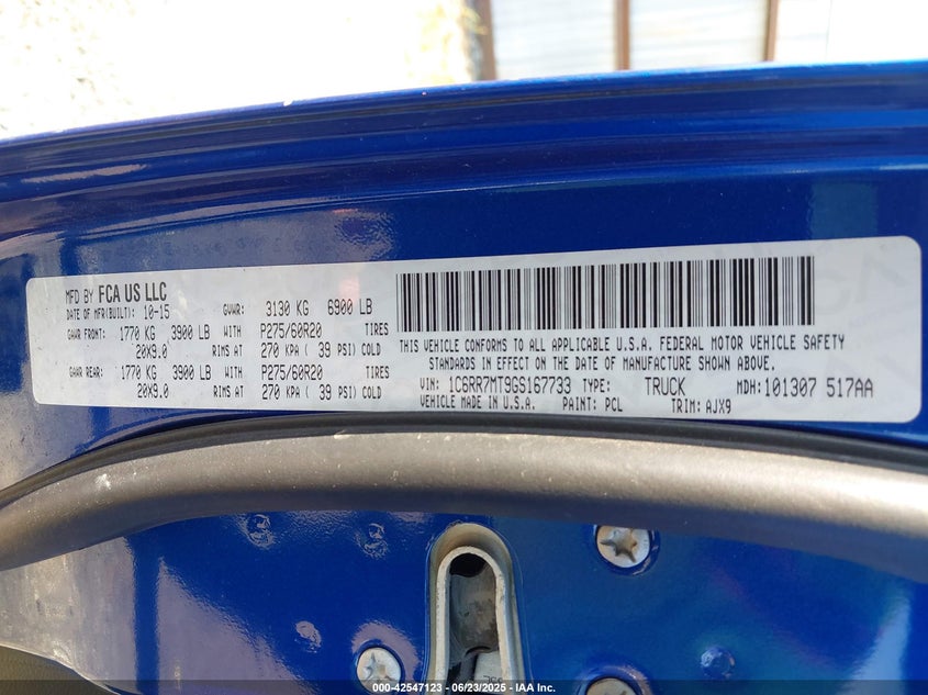 2016 RAM 1500 SPORT - 1C6RR7MT9GS167733