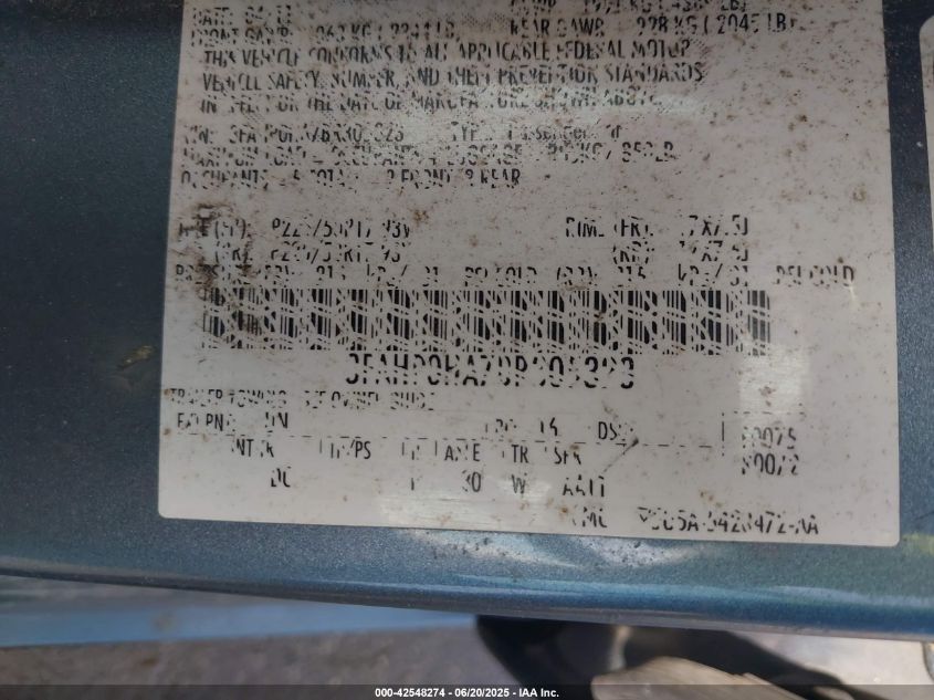 2011 Ford Fusion Se VIN: 3FAHP0HA7BR305323 Lot: 42548274