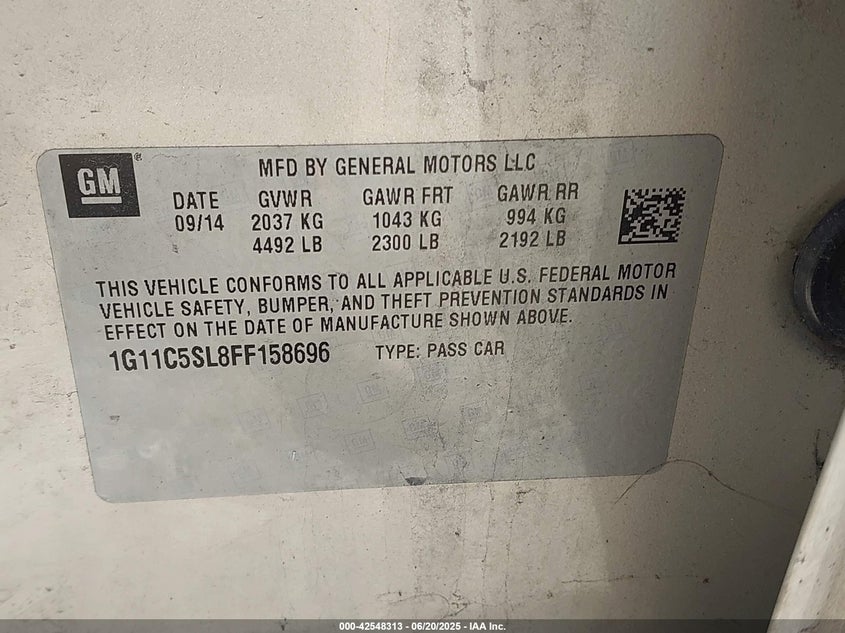 2015 CHEVROLET MALIBU 1LT - 1G11C5SL8FF158696