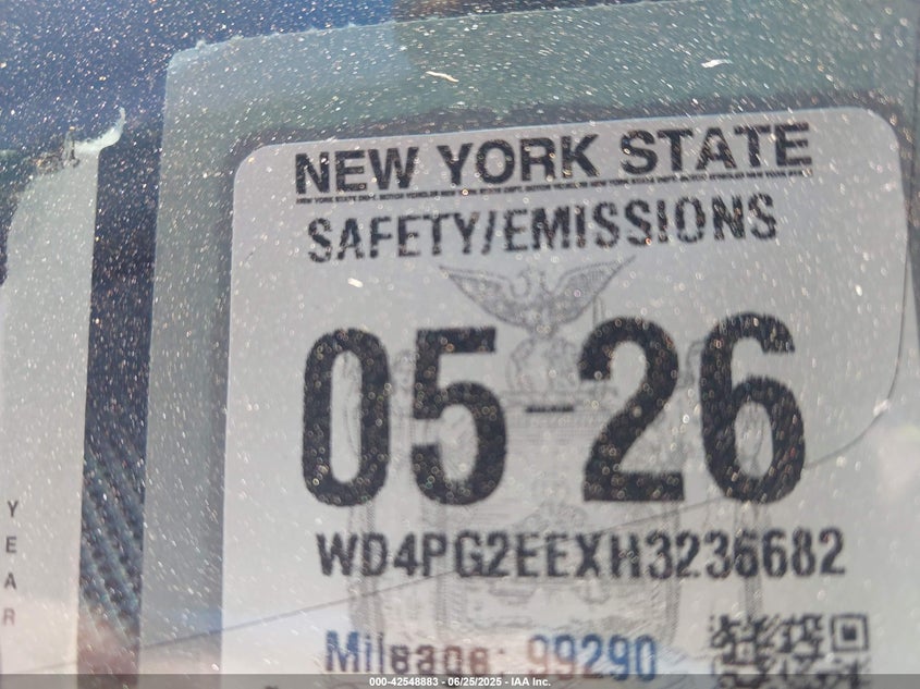 2017 MERCEDES-BENZ METRIS - WD4PG2EEXH3236682