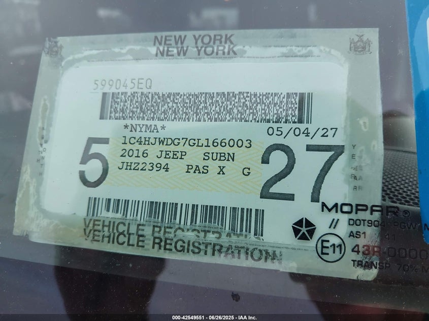 2016 JEEP WRANGLER UNLIMITED SPORT - 1C4HJWDG7GL166003