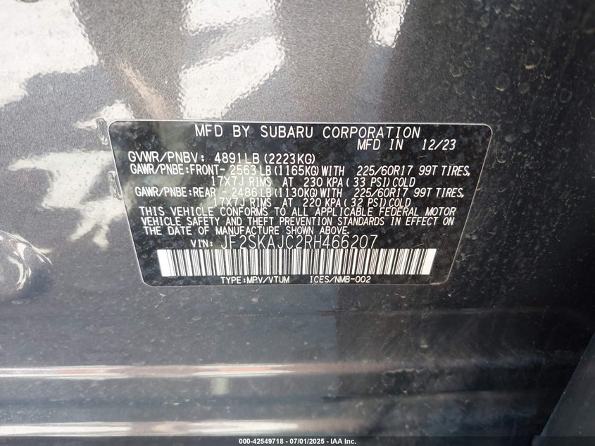 2024 SUBARU FORESTER WILDERNESS - JF2SKAJC2RH466207