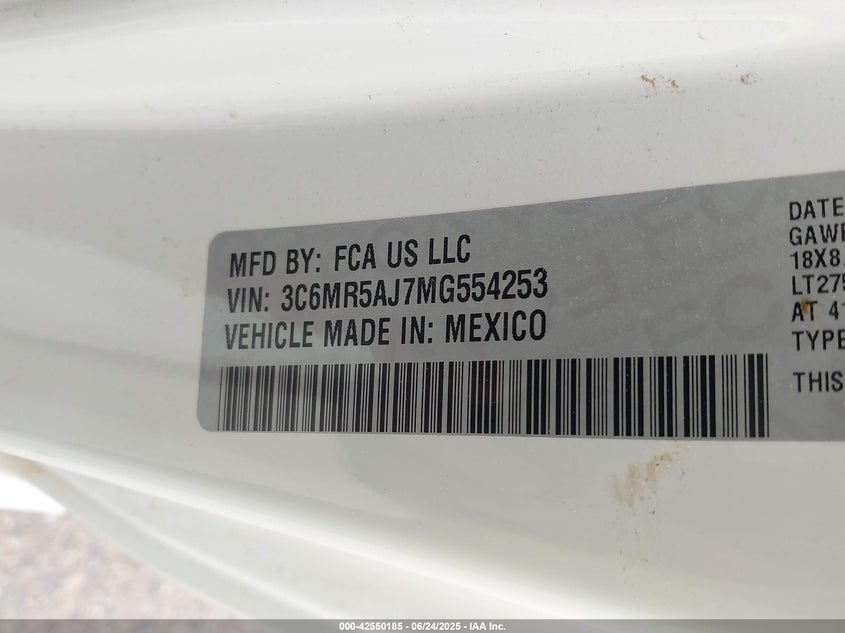 2021 RAM 2500 VIN: 3C6MR5AJ7MG554253