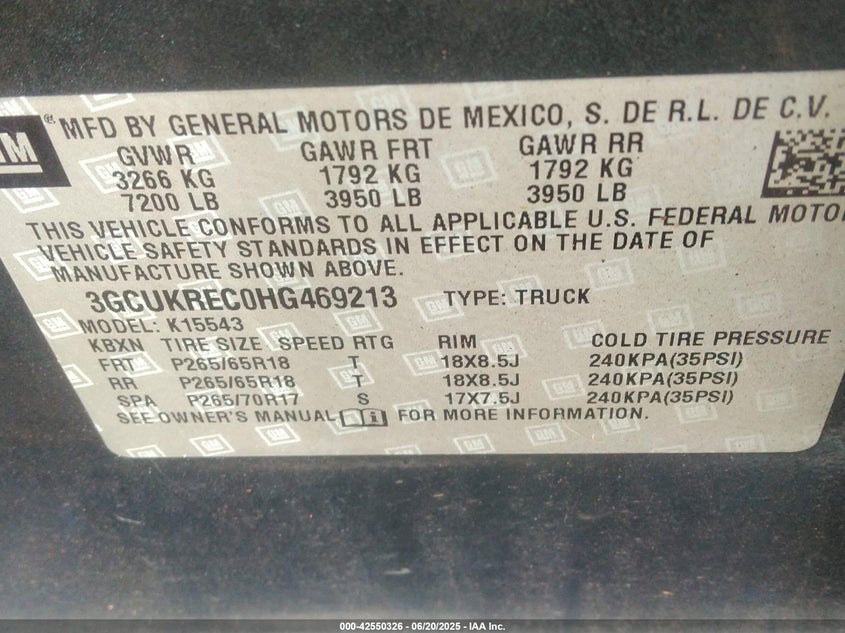 2017 CHEVROLET SILVERADO 1500 2LT - 3GCUKREC0HG469213