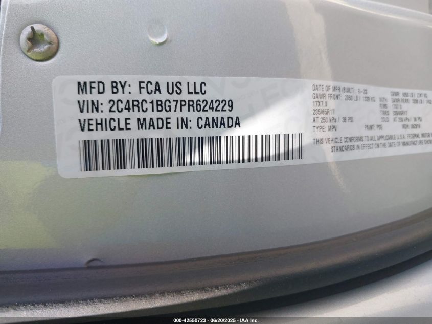 2023 Chrysler Pacifica Touring L VIN: 2C4RC1BG7PR624229 Lot: 42550723