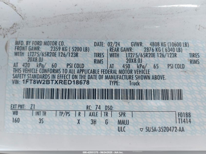 2024 Ford F-250 - 1FT8W2BTXRED18678