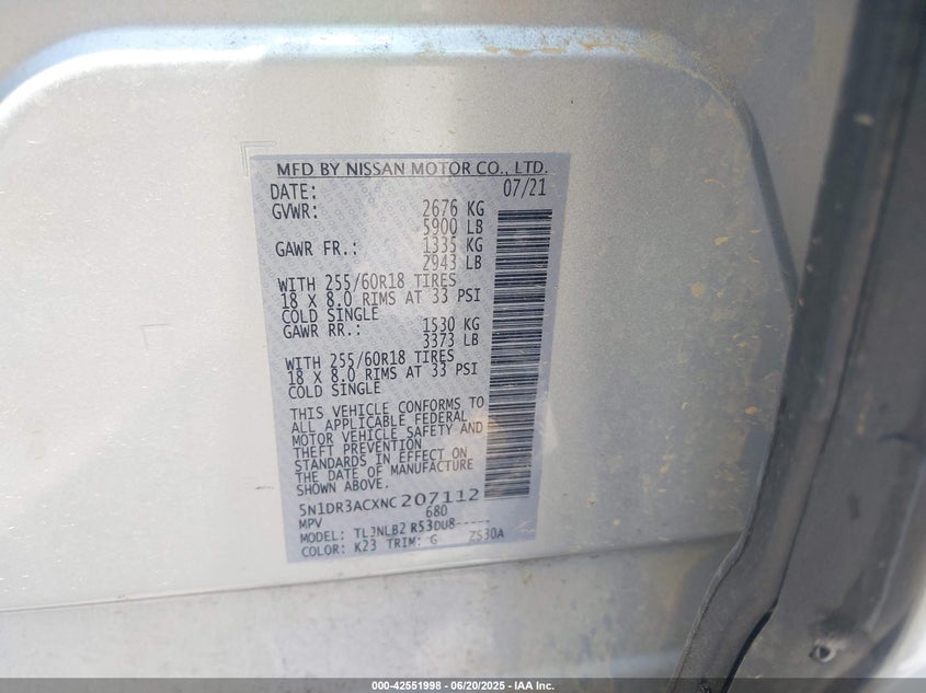 2022 NISSAN PATHFINDER S 4WD - 5N1DR3ACXNC207112