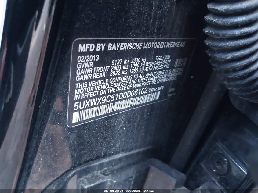 2013 BMW X3 XDRIVE28I - 5UXWX9C51D0D06102