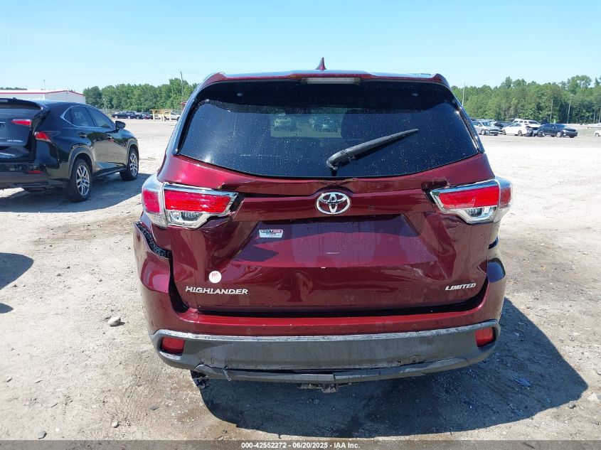 2016 Toyota Highlander Limited V6 VIN: 5TDYKRFH1GS170535 Lot: 42552272