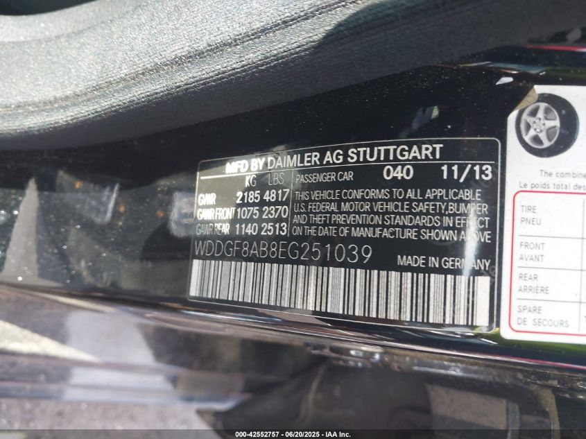 2014 Mercedes-Benz C 300 Luxury 4Matic/Sport 4Matic VIN: WDDGF8AB8EG251039 Lot: 42552757