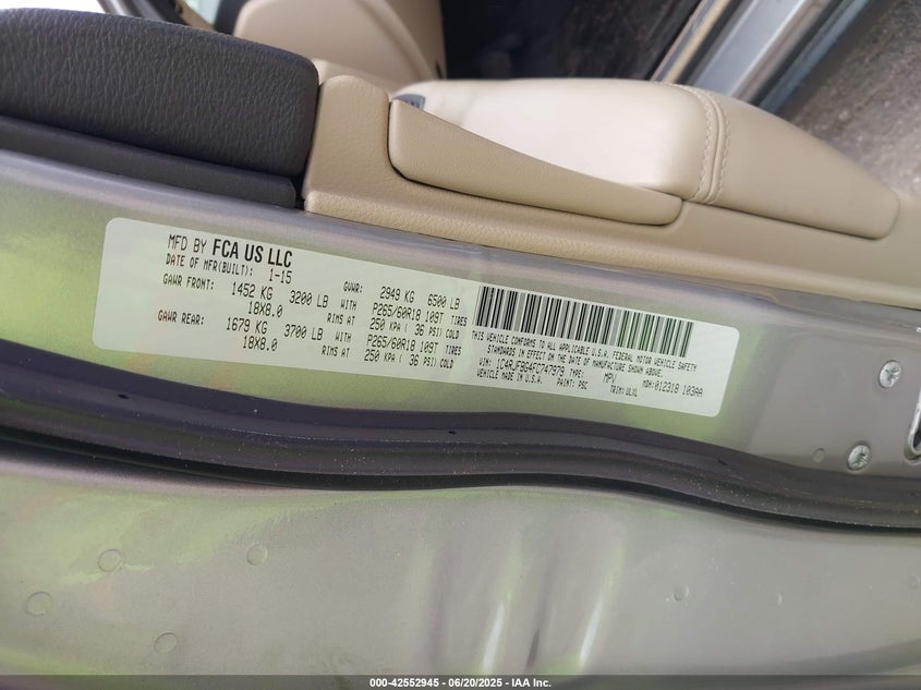 2015 JEEP GRAND CHEROKEE LIMITED - 1C4RJFBG4FC747979