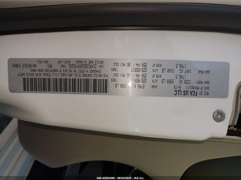 2019 DODGE GRAND CARAVAN SE - 2C4RDGBG2KR745291