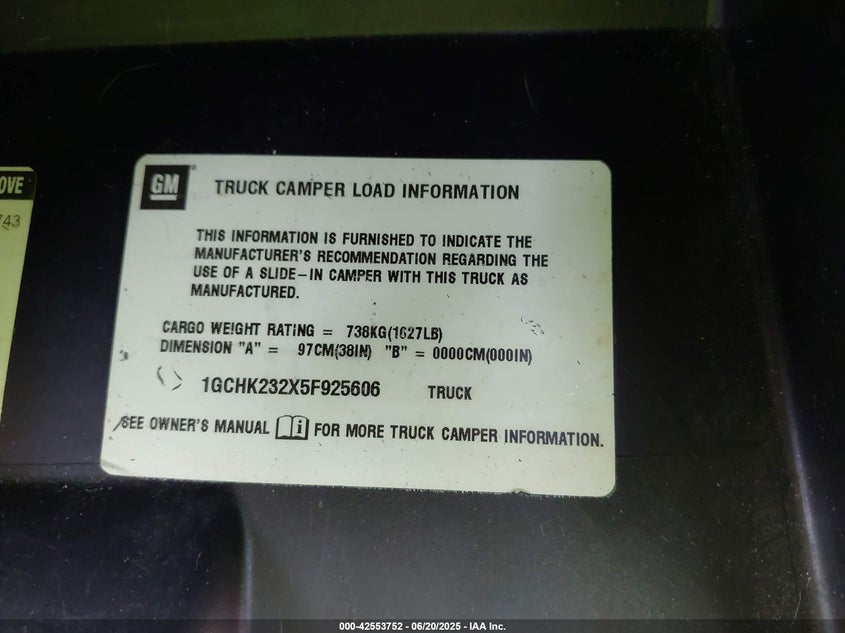 2005 Chevrolet Silverado 2500Hd Ls VIN: 1GCHK232X5F925606 Lot: 42553752