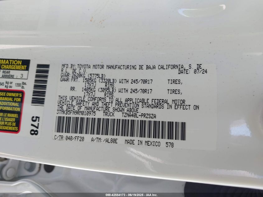 2024 Toyota Tacoma - 3TMKB5FN9RM010975