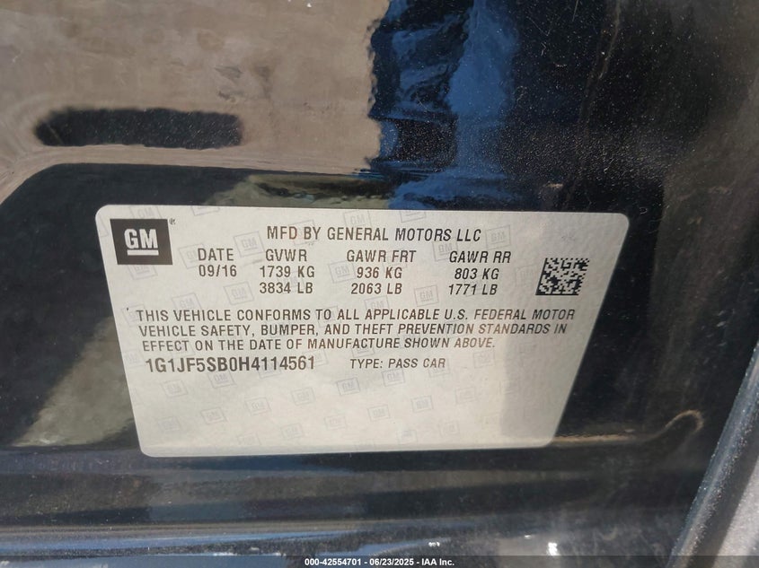 2017 CHEVROLET SONIC PREMIER AUTO - 1G1JF5SB0H4114561