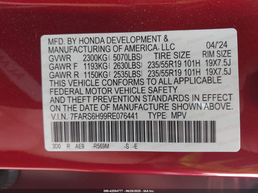 2024 Honda CR-V - 7FARS6H99RE076441