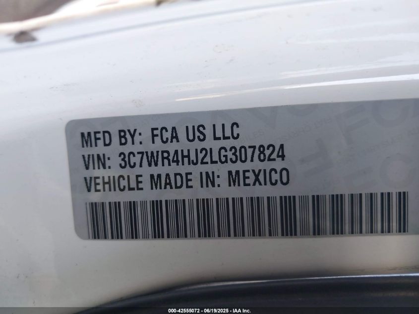 2020 Ram 2500 Tradesman 4X2 8' Box VIN: 3C7WR4HJ2LG30782 Lot: 42555072