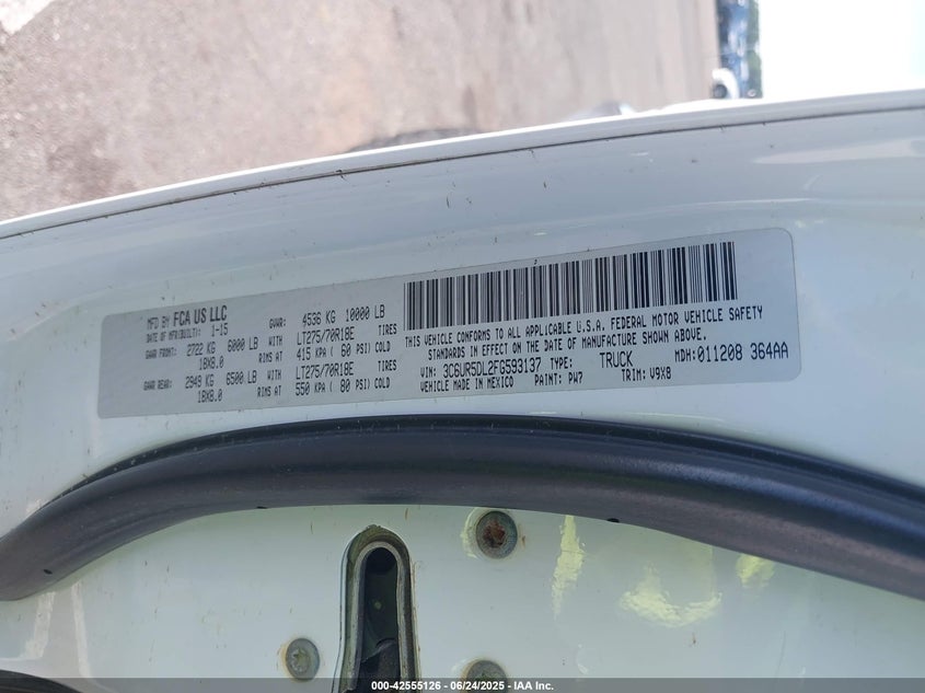 2015 RAM 2500 SLT - 3C6UR5DL2FG593137