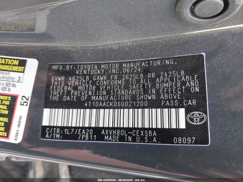 2025 Toyota Camry - 4T1DAACK0SU021200