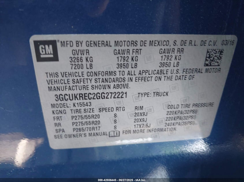 2016 CHEVROLET SILVERADO 1500 2LT - 3GCUKREC2GG272221